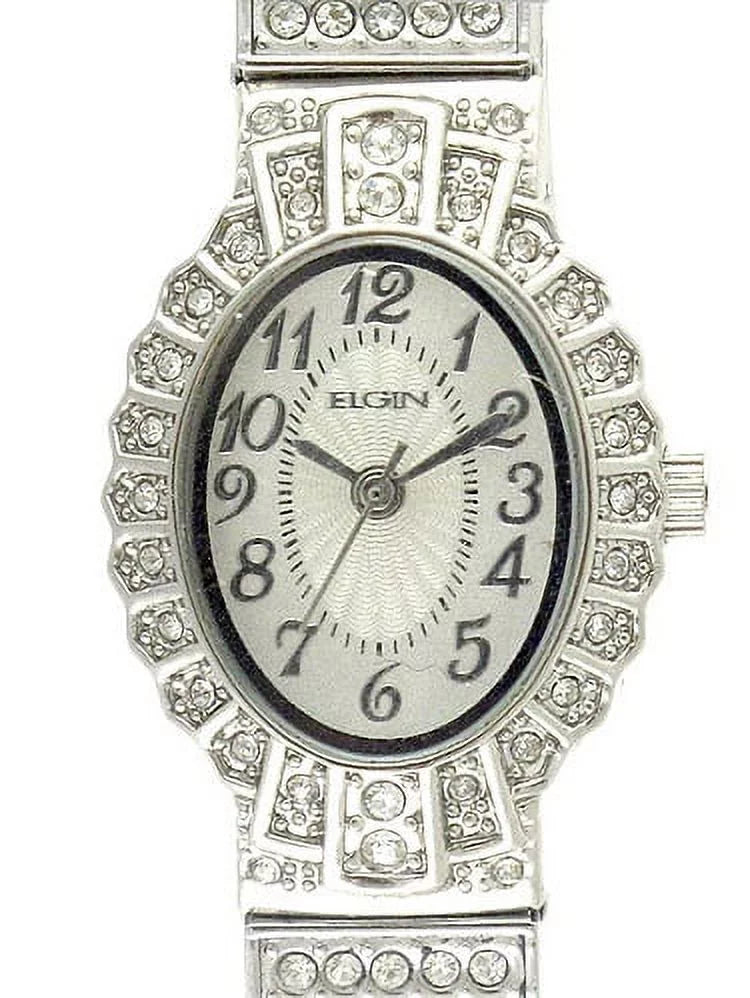 Crystal Accent Expansion Watch Silver-Tone Female Elgin Adult (EG9058) Dressy