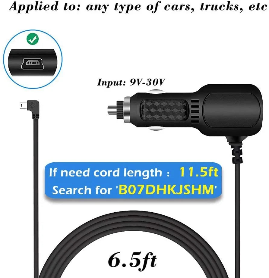 Charger Garmin Mini cam 50LMT,51LMT,55LMT,58LMT,65LMT,67LMT,2557LMT,2555LMT,2597LMT for Dash Navigation Upgraded Nuvi USB Car Charger,2023