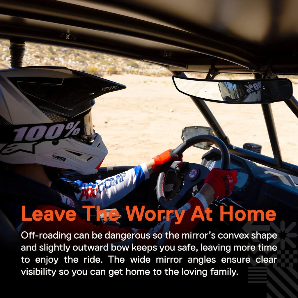 Pioneer UTV Convex XP, Mirror for RZR Kawasaki [Wide Polaris Turbo Can-Am Roll Yamaha 17" View [1.75"/2" [Shatterproof Clamp] ATV For Bar Glass] Mirror PRO Rearview Rear Visibility]