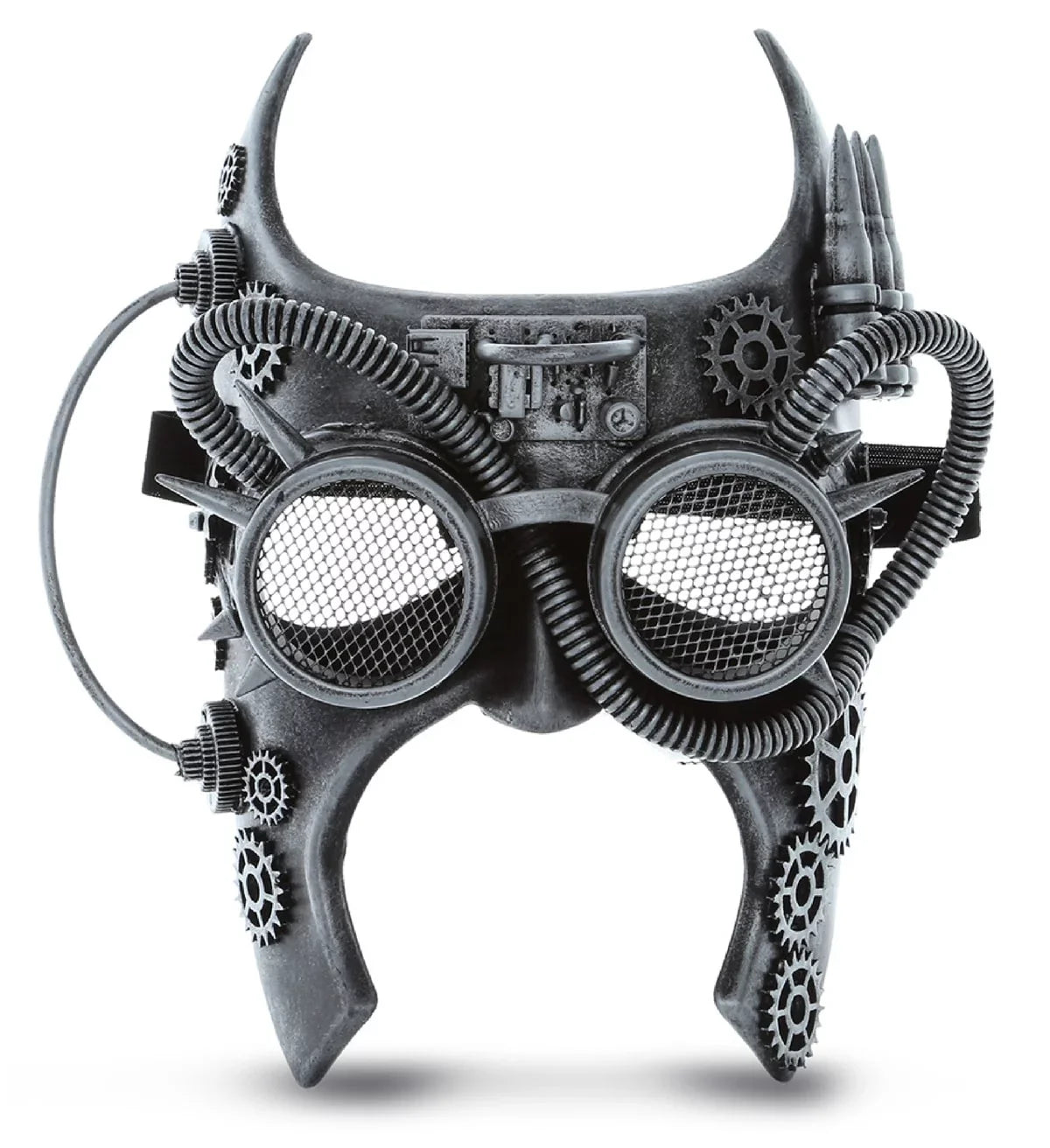 Goggle Mask Half Robot - Silver Steampunk Face Gladiator Studio Attitude Costume