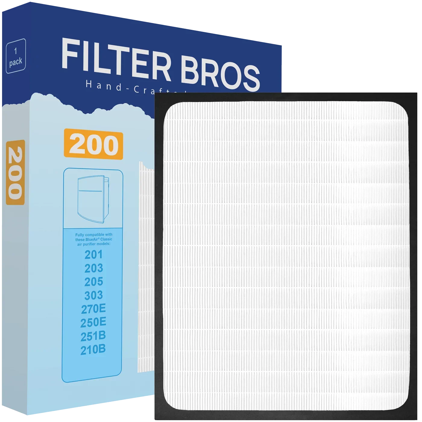 Particle Series Classic Replacement 280i, BA-200 Slim 200/300 Classic HEPA Filter For 203, BLUEAIR Filter Bros Compatible 205, 270E, With