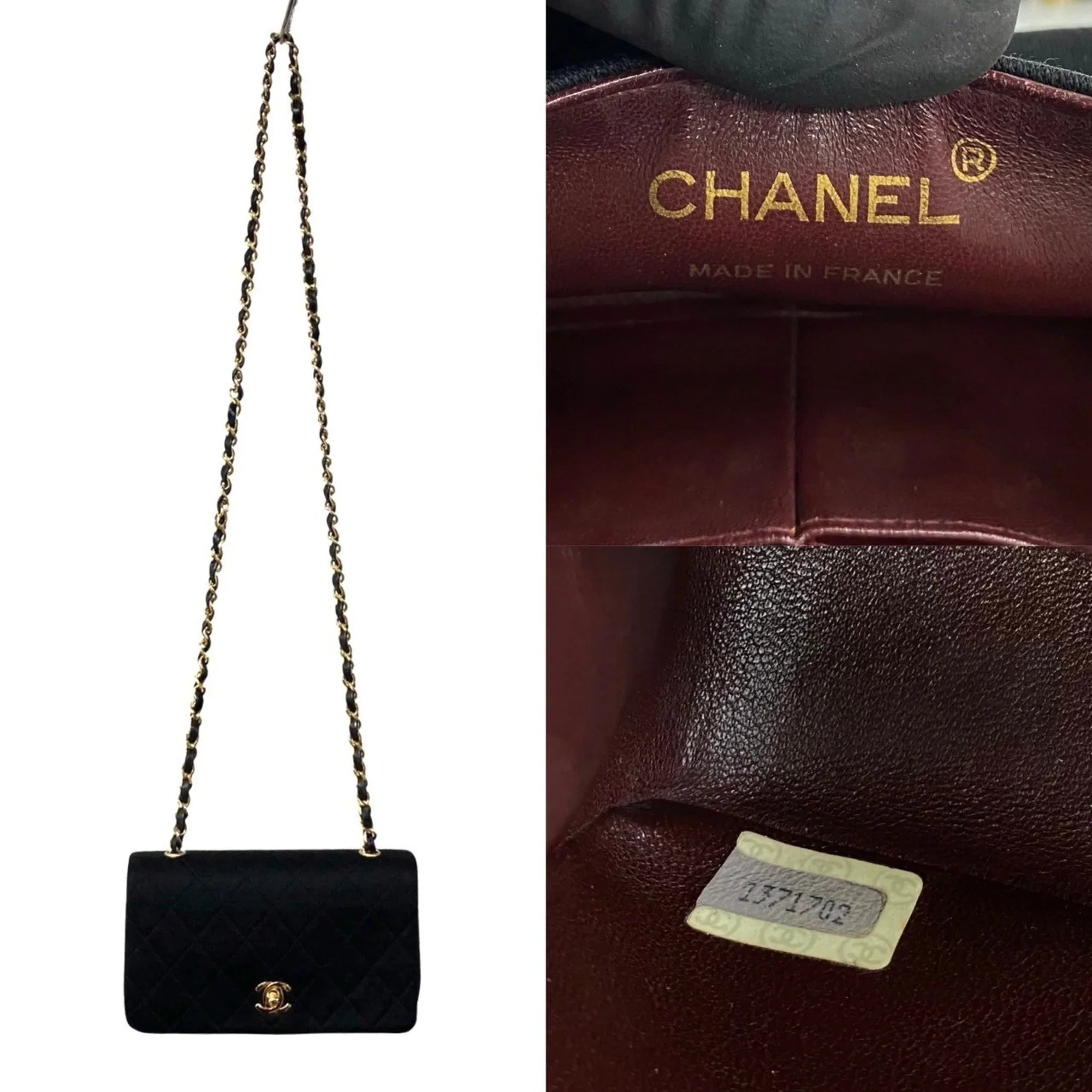 Chain Pre-Owned Flap 73960 Bag Matelasse Full Black CHANEL Lambskin Turnlock Cotton Shoulder (Good)
