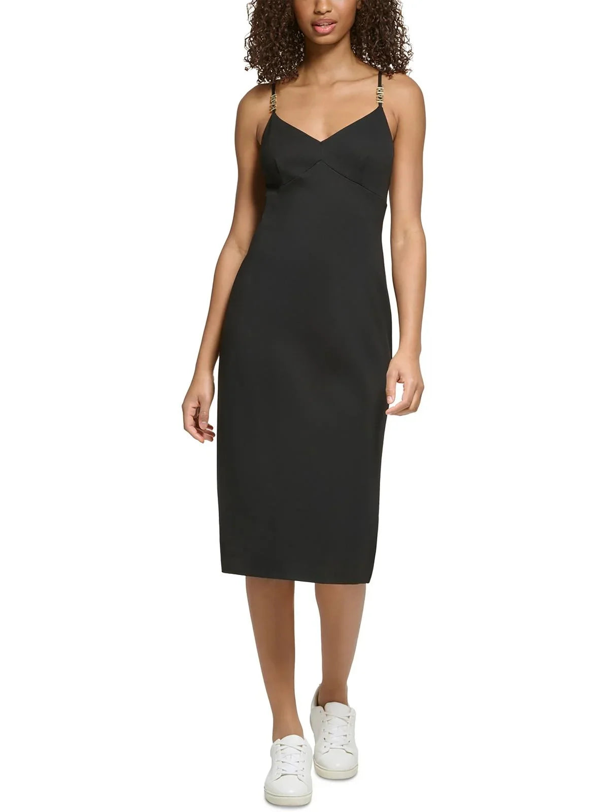 Womens Strap Spaghetti Paris Karl Dress Logo Lagerfeld Midi