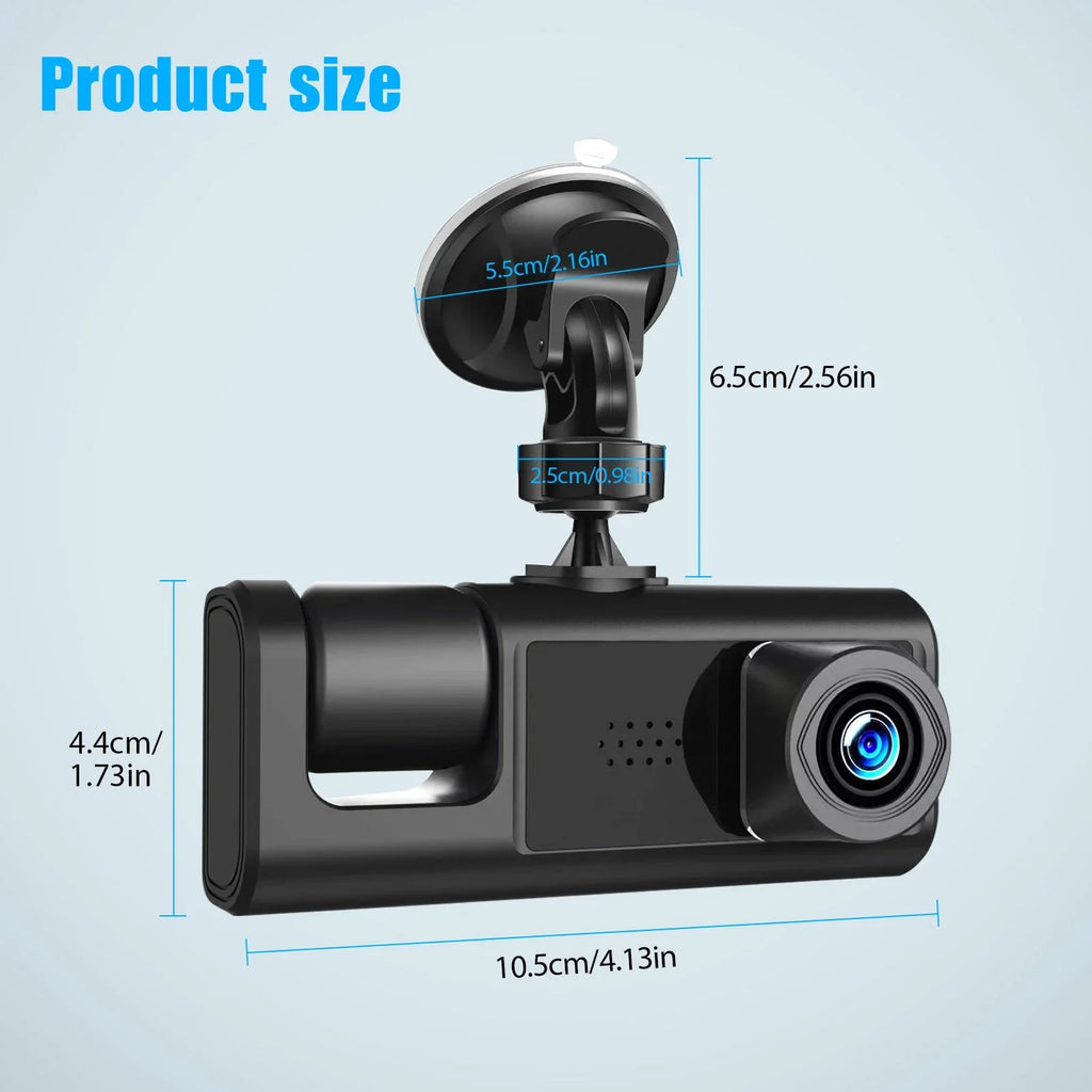 Card, Parking Front W/IR Triple Camera Vision, Night Dash W/32GB Rear Three for Monitor 1080P Loop Car HD Inside Dash and 3 TF G-Sensor, Cam Way Recording, Camera Full Cars, Dashcam Channel