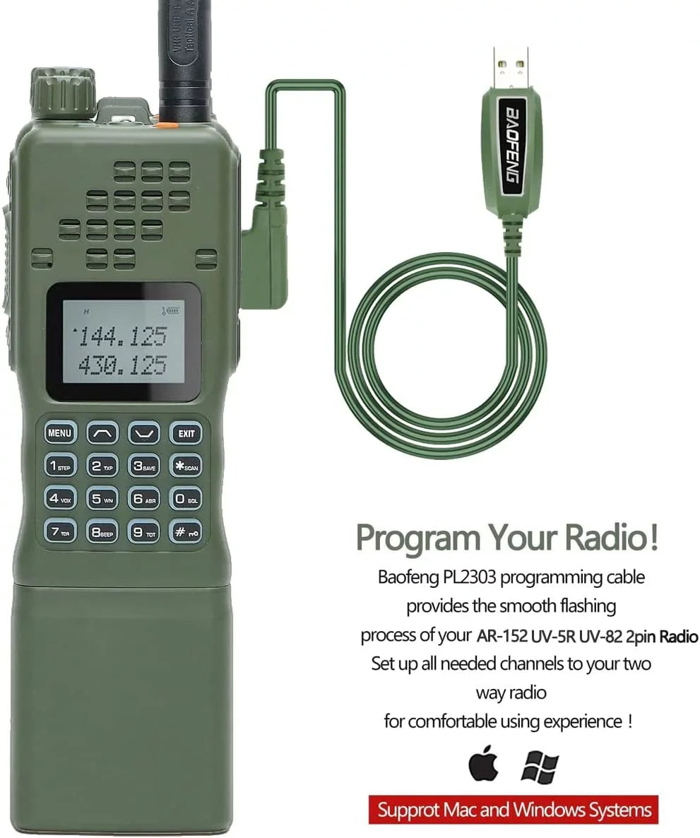 AR-152 Cable,AR-152 Charger Rechargeable Range and Antenna,USB ABBREE&BaofengAR-152 Bag Talkie Kit Shoulder mic,18.8 Walkie Cable Tactical with Radio Long Full Way Programming Two Foldable inch 10W
