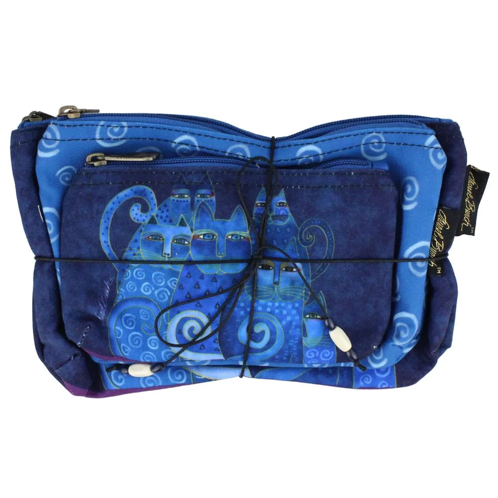 of 3 Cats, Burch Cosmetic Bag, Laurel Set Indigo
