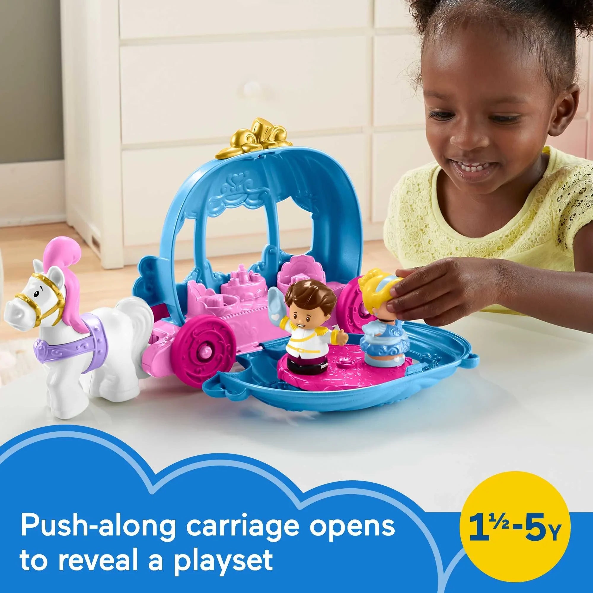 People Dancing Disney with Princess Horse Carriage Figures Little Playset Cinderella’s & Toddler