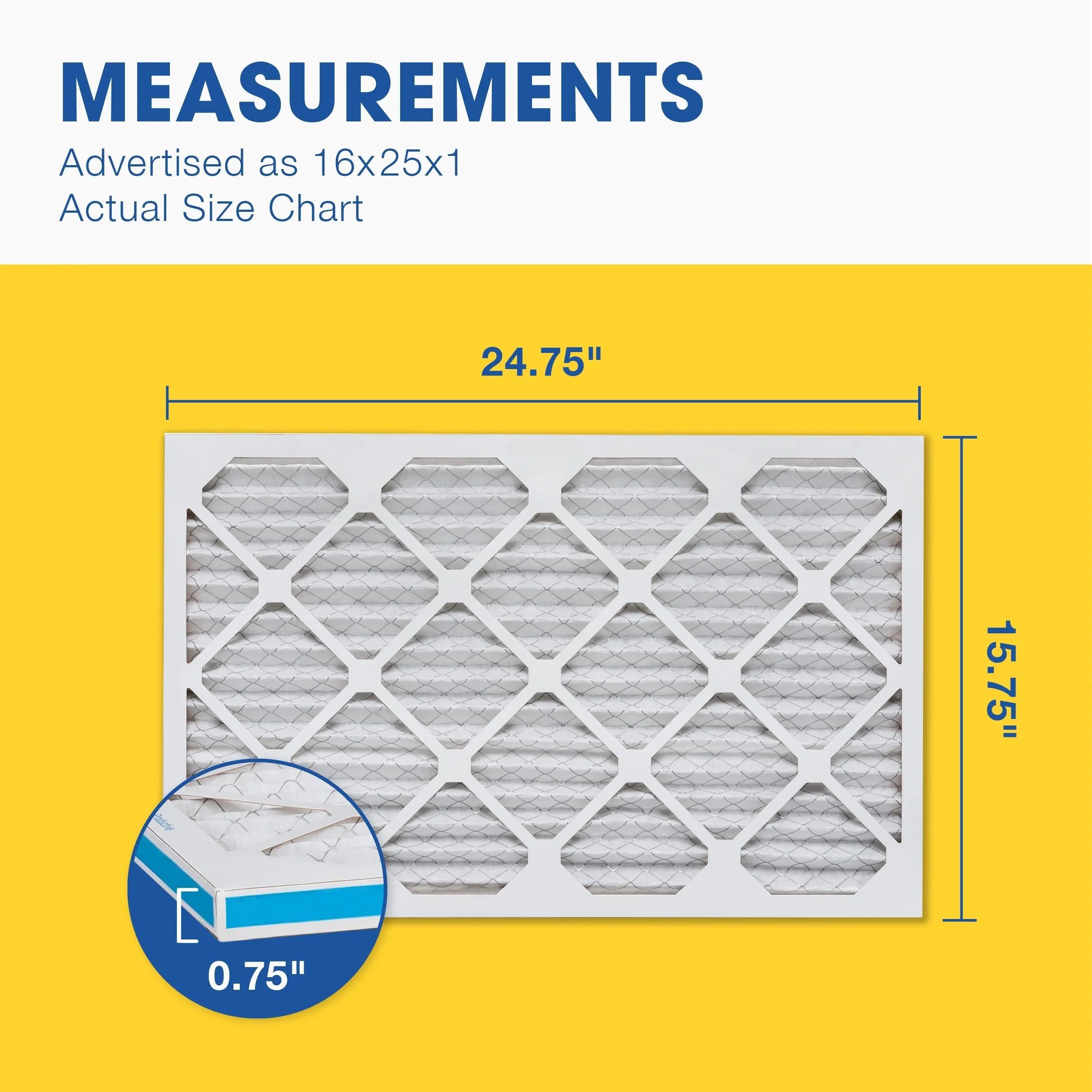 MERV 16x25x1 Air 8 Air Pleated Filter, Filter, Furnace AC 6 Aerostar Pack