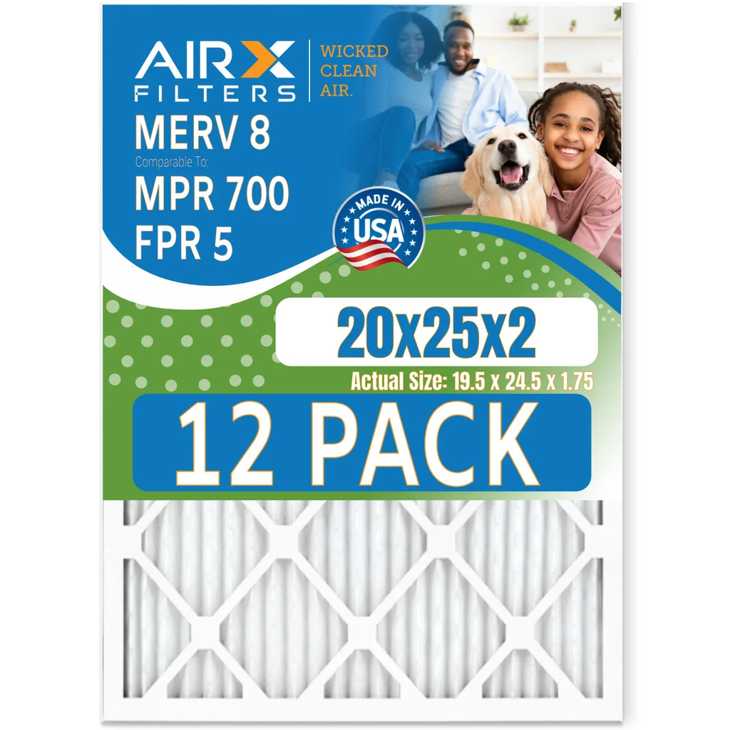 Pack 8 of AIRX CLEAN MPR Filter - in WICKED to Furnace 5 Rating, & USA 700 FILTERS 12 FPR AIR. Filters Made MERV 20x25x2 Comparable Air by