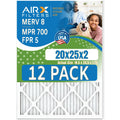 Pack 8 of AIRX CLEAN MPR Filter - in WICKED to Furnace 5 Rating, & USA 700 FILTERS 12 FPR AIR. Filters Made MERV 20x25x2 Comparable Air by