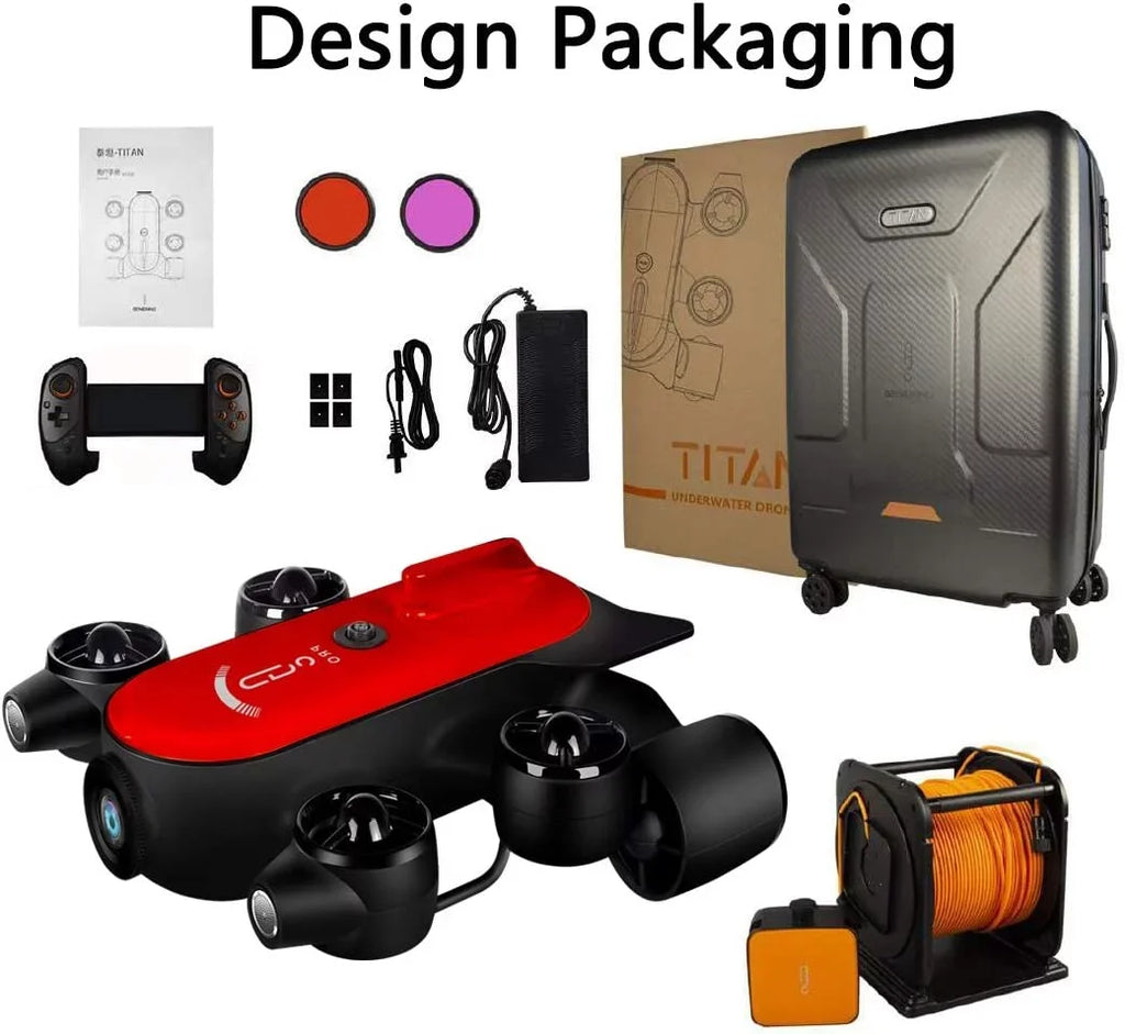 Real-time 200M Drone Professional 4K Pro with Titan ROV T1 Control Robot Remote Camera Steaming Underwater