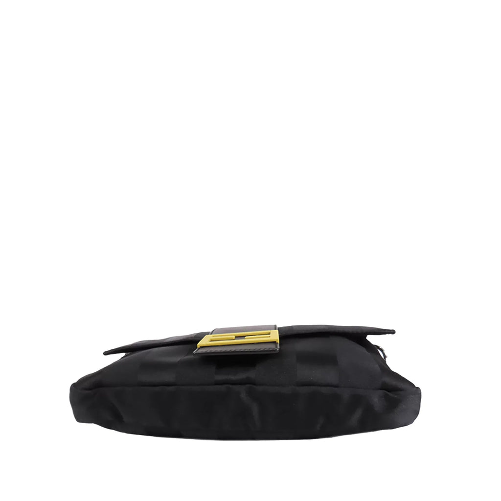 Fabric Baguette Stripes Pre-Owned Fendi Convertible Authenticated (Good) Nylon Unisex Black Satchel