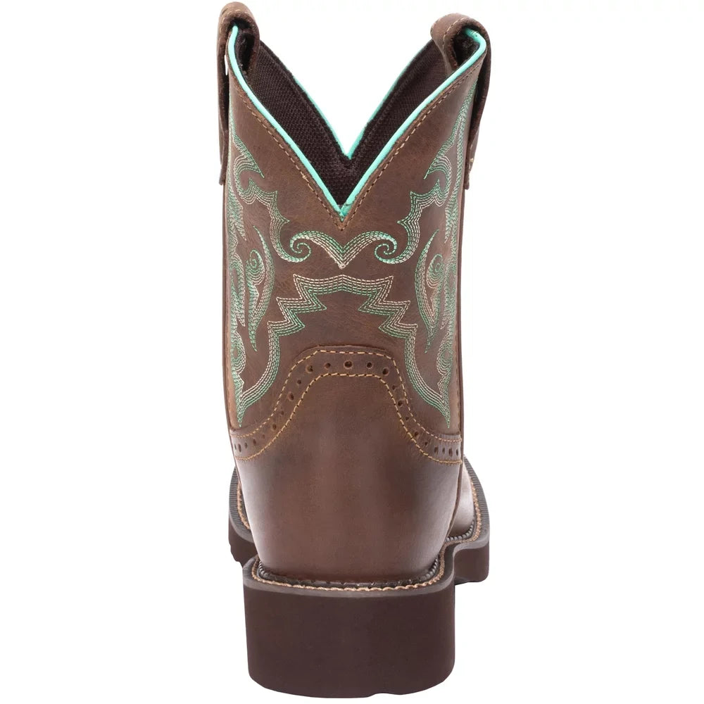 Justin Calf Mid Toe Round Boots Boots Heel Gemma 1-2" Low Casual Womens