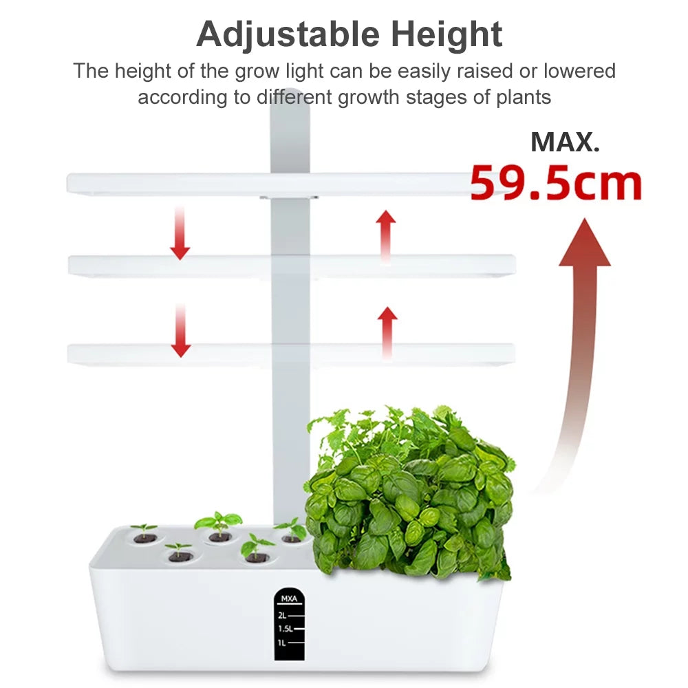 Office Smart Grow Kitchen 15W with Indoor Height 9 Timing Hydroponics Growing Smart System 2L Adjustable Home for Automatic Kit Garden Pods Tank Pump