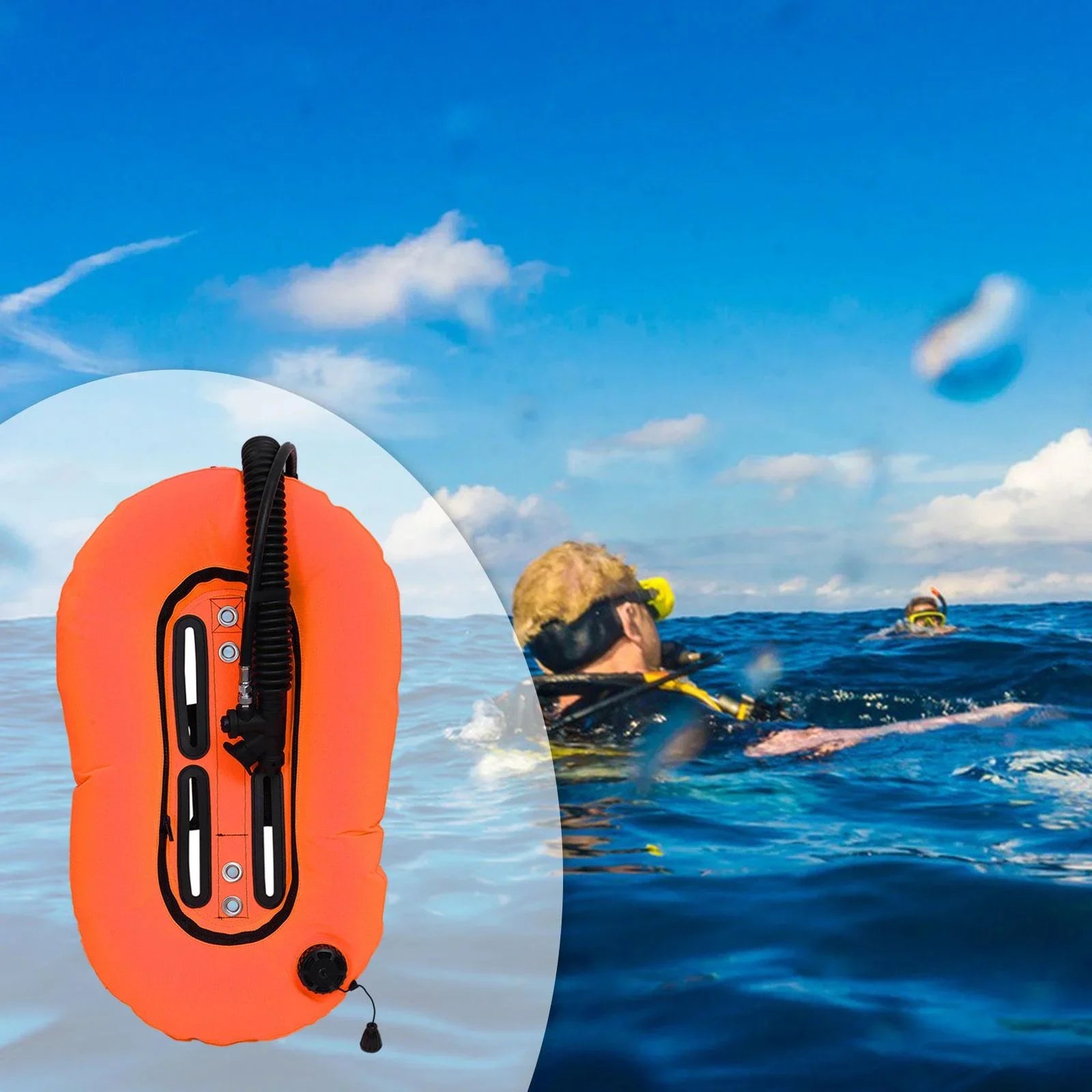 for yotijar Snorkeling Freediving Diving Wing Scuba Orange Set Diving Single Tank BCD Donut
