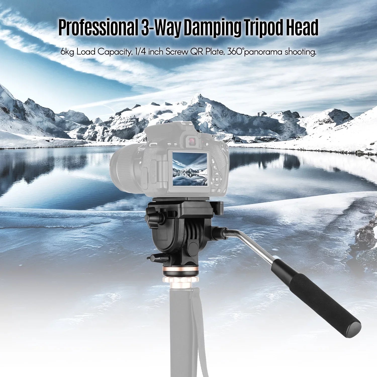 Video Fluid Professional Release Drag Damping 4 Camera with Docooler Head Handle Quick Inch Load Tripod Pan Capacity with DSLR 1 Head Compatible Camcorders Cameras Plates 6kg