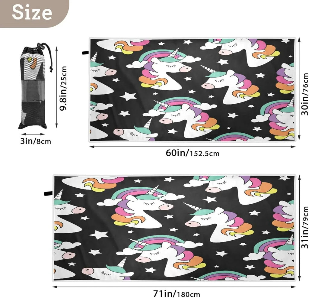 Lightweight Towel Swimming Towels Compact Super Beach Dry Print Bestwell Absorbent Holiday（248） for - Towel Camping Travel Quick Oversized Unicorn -