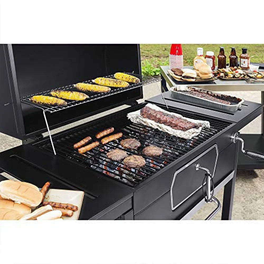 Black, Charcoal Grill, 30-Inch Deluxe CD2030AN Smoker Gourmet Camping BBQ Royal Large Backyard Cooking, Patio Picnic