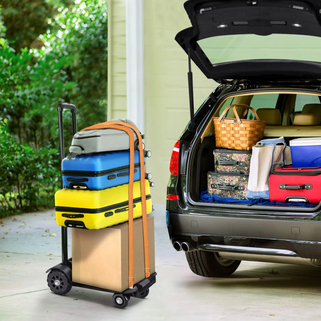 Office Big for for Wheels and Utility Lightweight for Luggage Travel Hand Cart siisll Heavy Capacity Home, Folding Black Platform Luggage Cart Cart Collapsible Folding Cart Duty Truck Use. with Moving