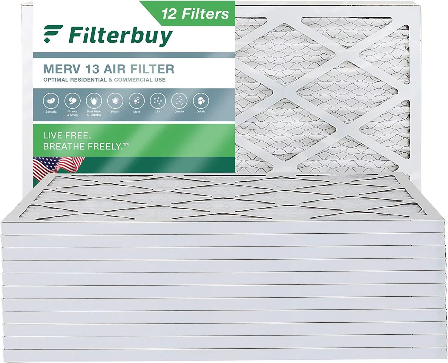 Air MERV Furnace Filterbuy HVAC 12x20x1 13 AC Pleated Filters (12-Pack)
