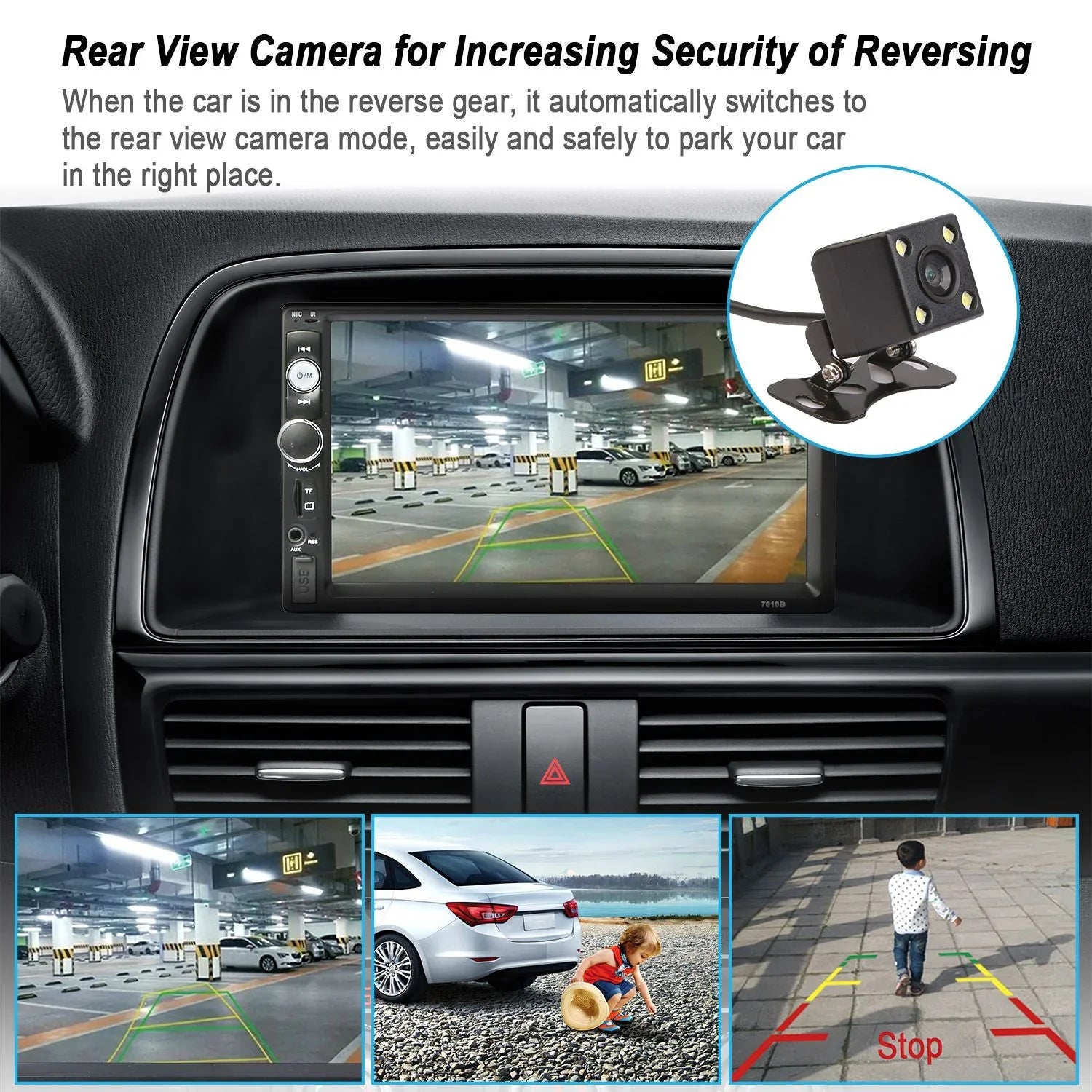 AUX TF New 7" Radio, Camera with Touch Car Player, Car Backup Screen FM Input, MP5 USB iMounTEK HD Multimedia