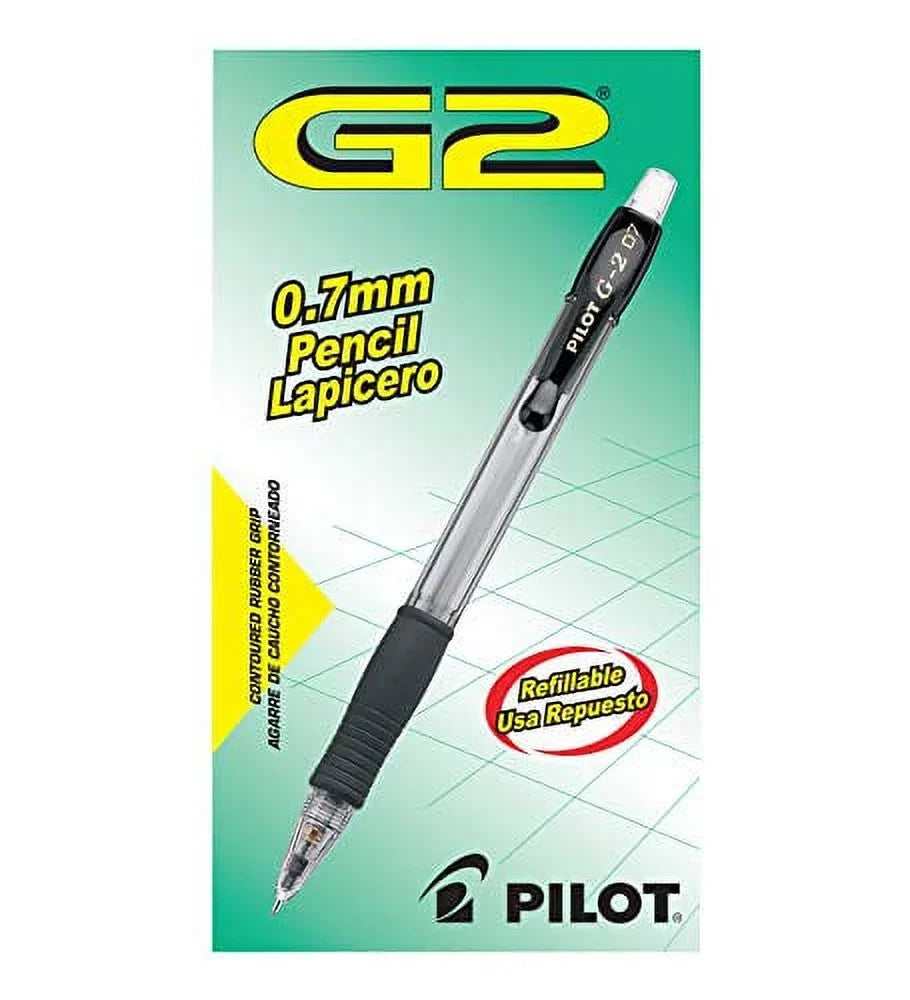 Lead, Pencils, G2 Black (51015) 12-Pack PILOT 0.7mm with Mechanical Accents,