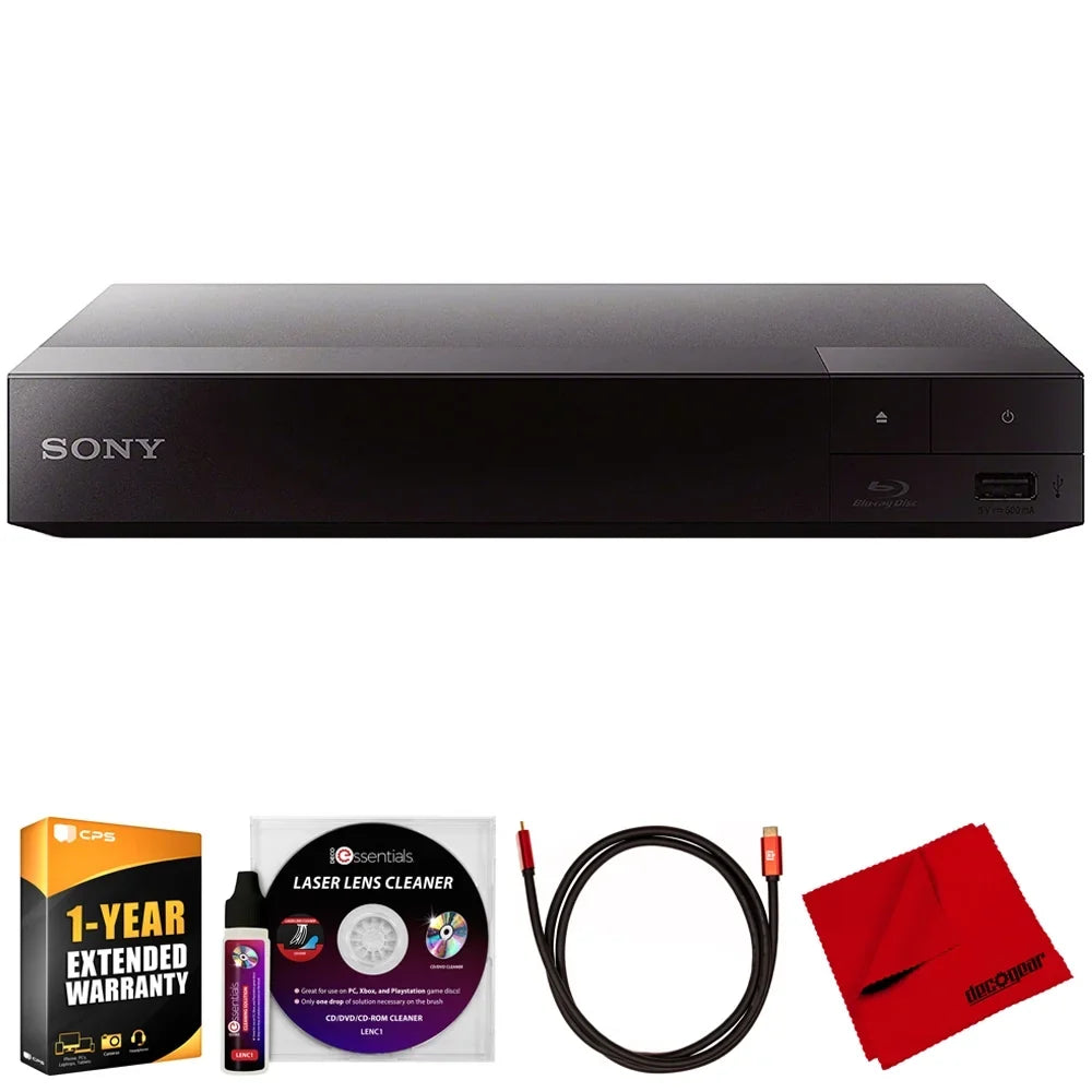 Essentials Laser Year Player 6FT Blu-Ray Cable, 1 with Disc Cloth, Pack HDMI Protection Cleaning with Enhanced Bundle Sony WiFi 4K & Deco Streaming Gear Microfiber Cleaner CPS Deco Lens BDPBX370