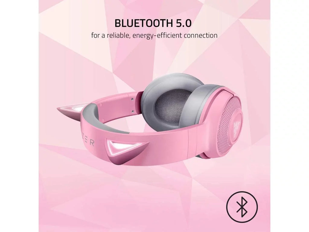 '- - Bluetooth Connection Custom-Tuned Powered Microphone Kraken Beamforming Razer Razer Quartz Latency Drivers - 40mm Edition: 5.0-40ms Chroma Pink - by Kitty BT Low