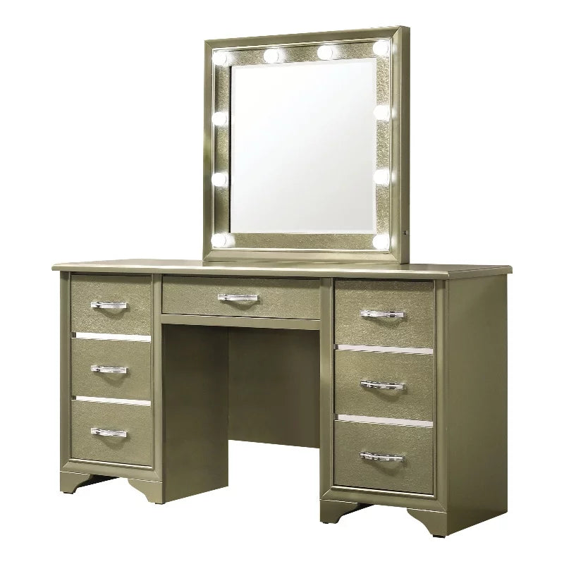 with Vanity Lighting Champagne 7-drawer Desk Mirror Beaumont