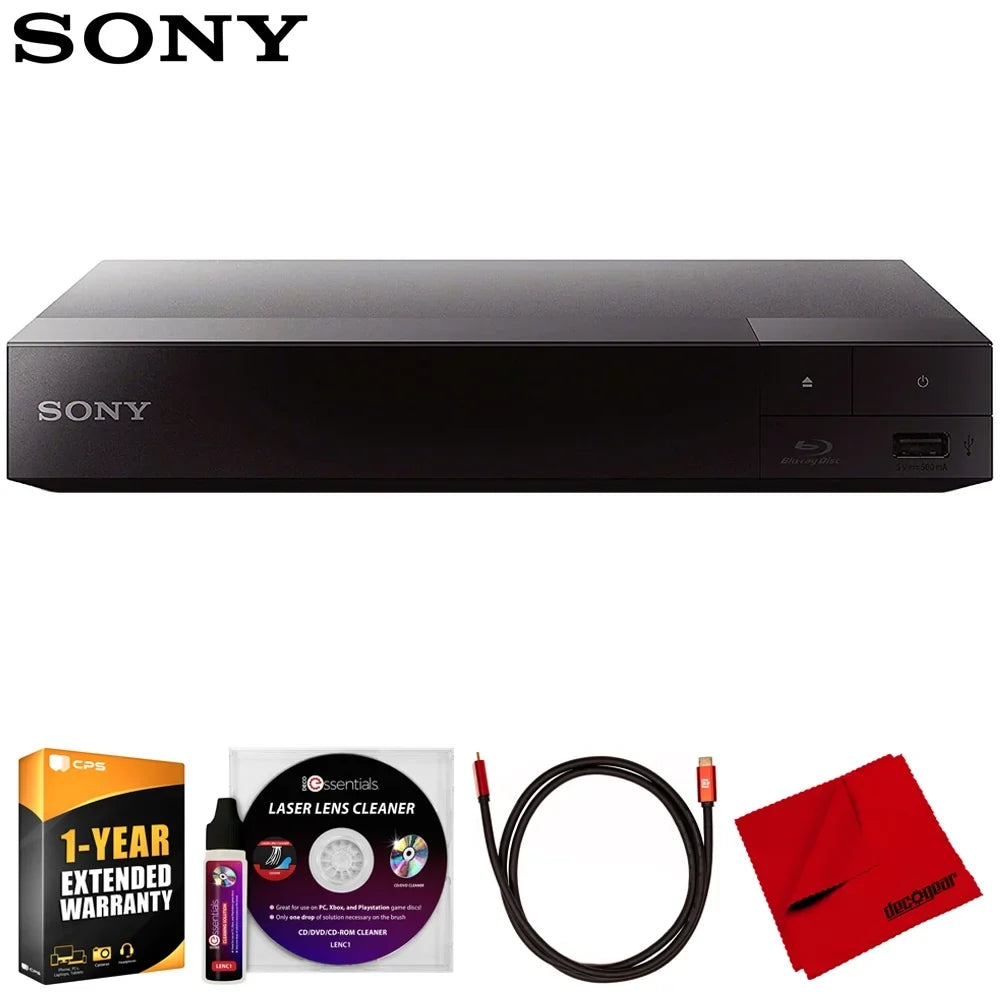 Essentials Laser Year Player 6FT Blu-Ray Cable, 1 with Disc Cloth, Pack HDMI Protection Cleaning with Enhanced Bundle Sony WiFi 4K & Deco Streaming Gear Microfiber Cleaner CPS Deco Lens BDPBX370