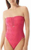 DRAGON 6 One-Piece Camuto US Vince FRUIT Crochet Bandeau Swimsuit,