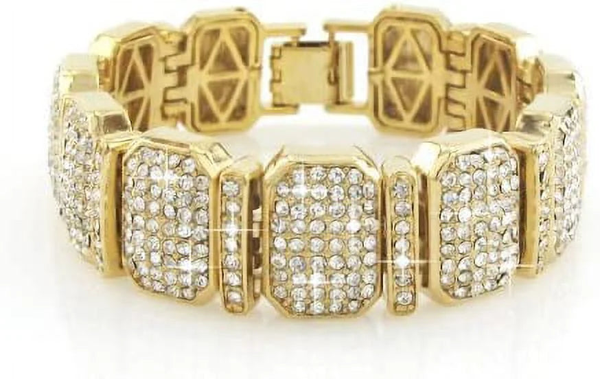 CZ Gold Bracelet Hip-Hop with Iced Bling #660 Covered Tone