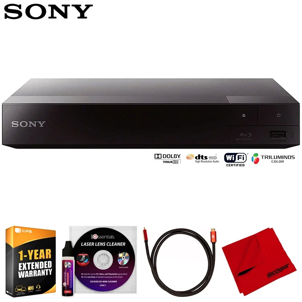 Essentials Laser Year Player 6FT Blu-Ray Cable, 1 with Disc Cloth, Pack HDMI Protection Cleaning with Enhanced Bundle Sony WiFi 4K & Deco Streaming Gear Microfiber Cleaner CPS Deco Lens BDPBX370