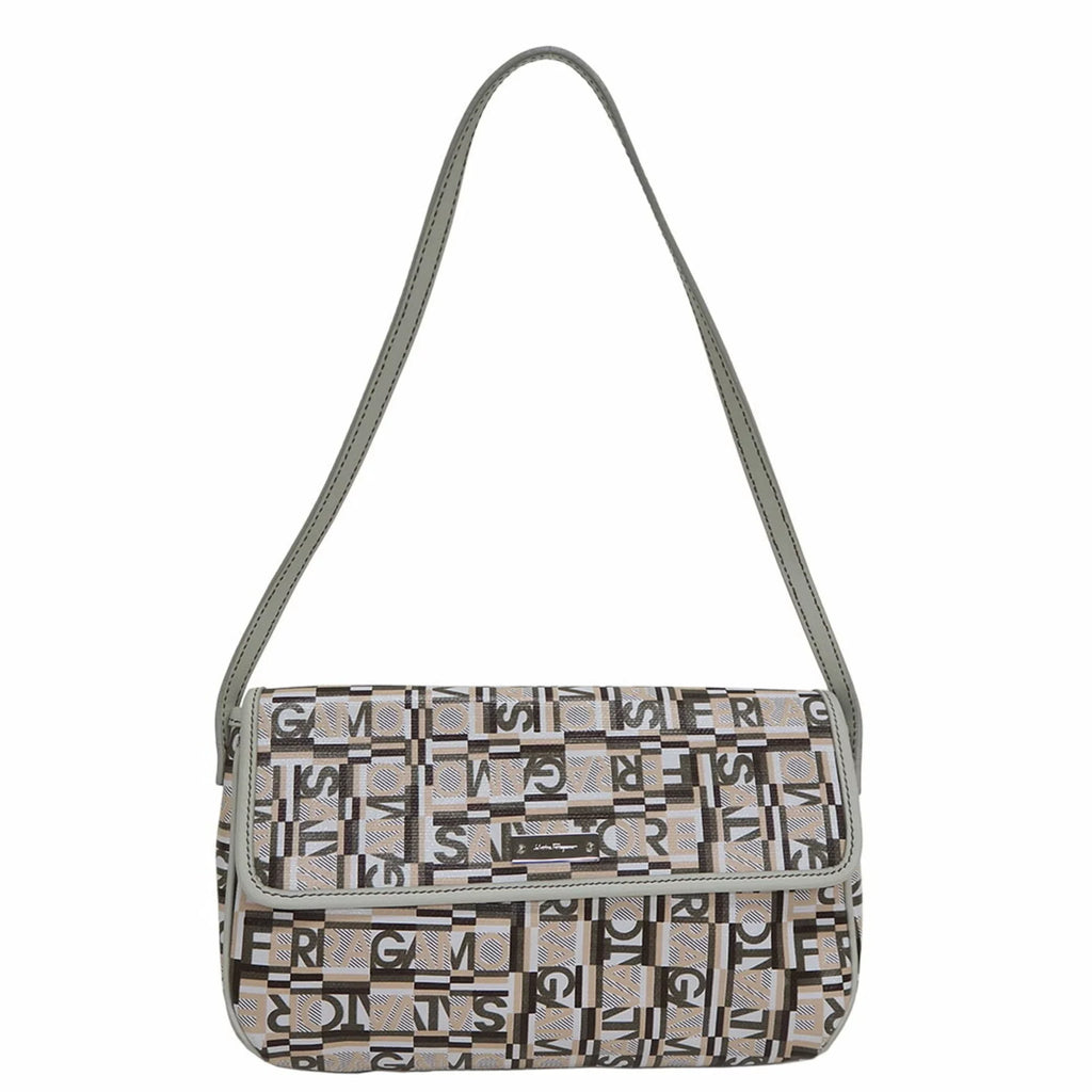 Shoulder Bag (Good) Beige Pre-Owned Salvatore Ferragamo PVC,Leather