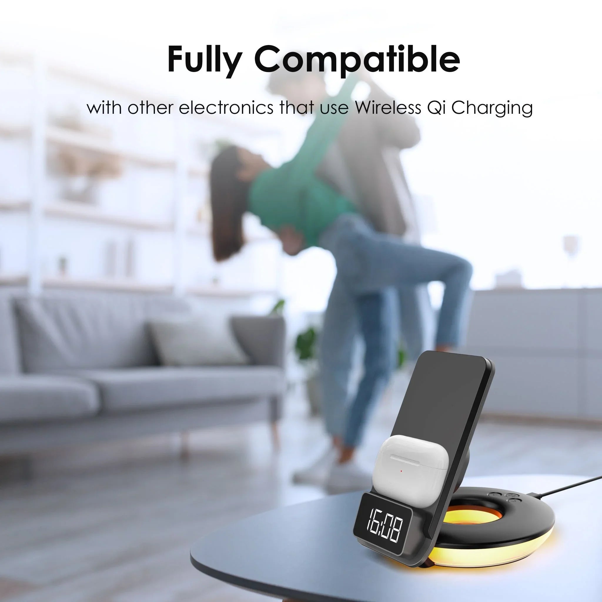 Control, RS7 Black - Wireless Charging Lamps Table-Desk Rexing 3-in-1 Station, Touch