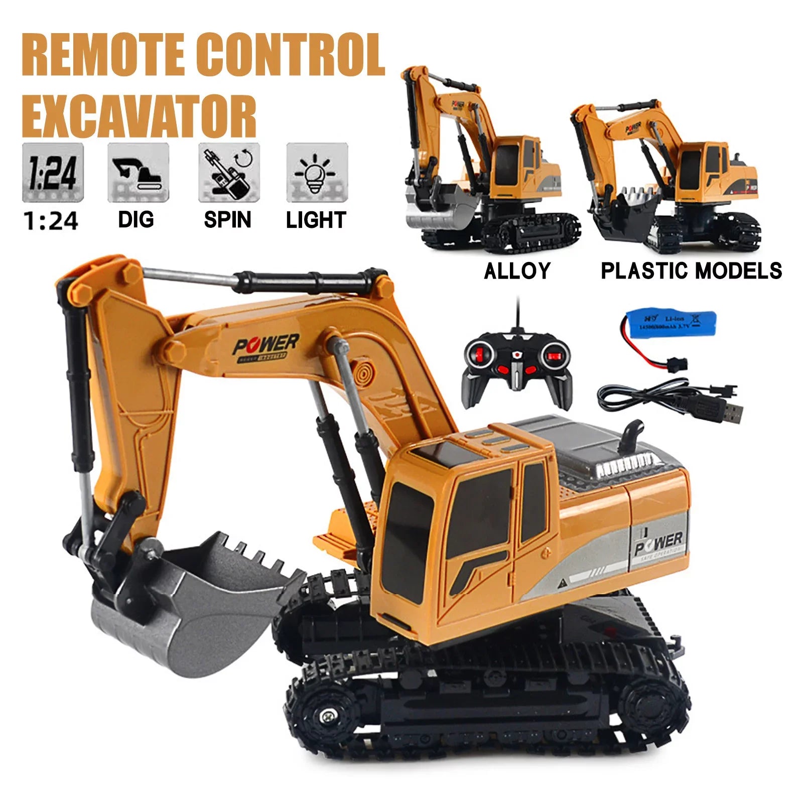 Electri RC Engineering Mini Trucks Christmas RC ExcavaTOr Alloy YHAIOGS Car 1:24 Plastic