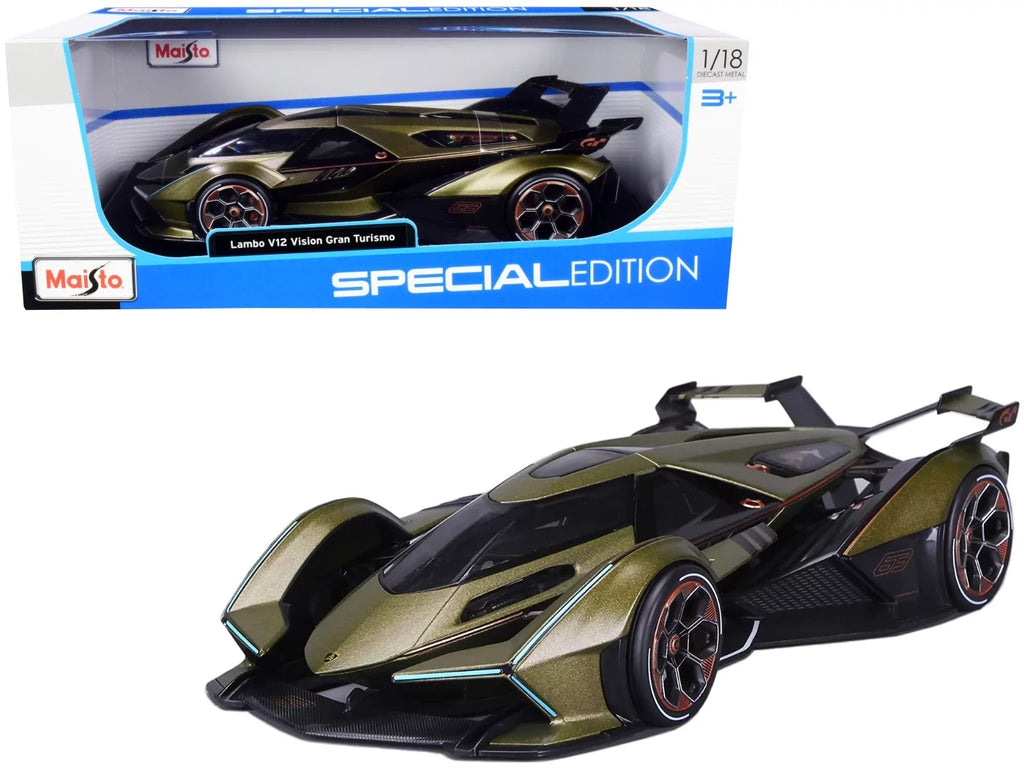 Lamborghini V12 Gran Maisto Turismo Matt Vision by Diecast Model Metallic 1/18 Green Car
