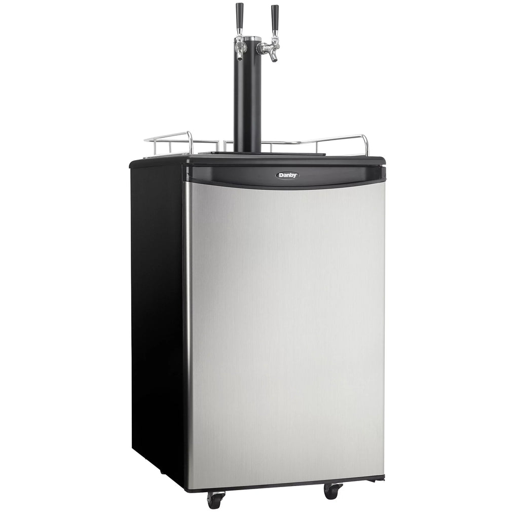 Dual-Top Danby 5.4 Foot Kegerator Beer Double Tap Steel Cubic DKC054A1BSL2DB