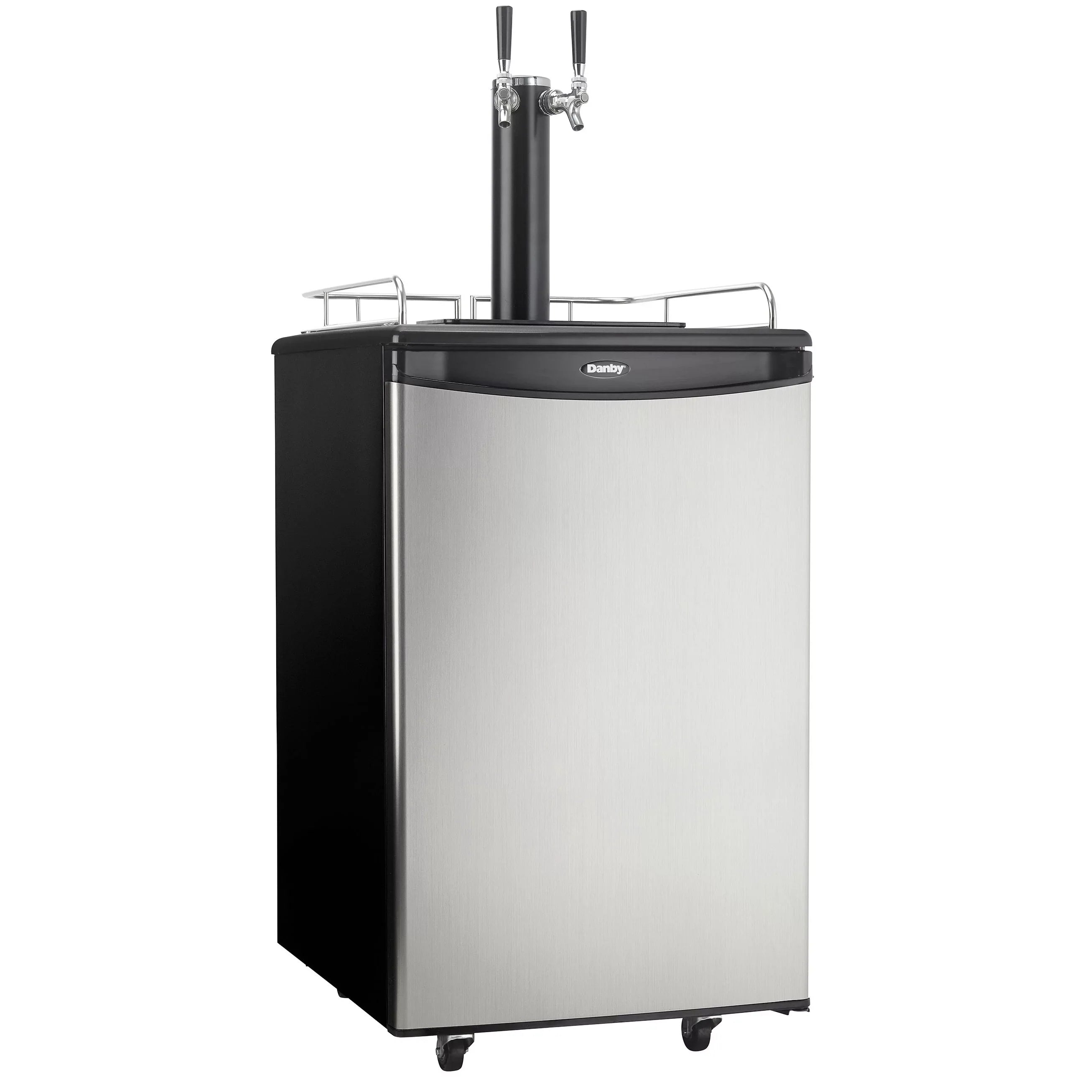 Dual-Top Danby 5.4 Foot Kegerator Beer Double Tap Steel Cubic DKC054A1BSL2DB