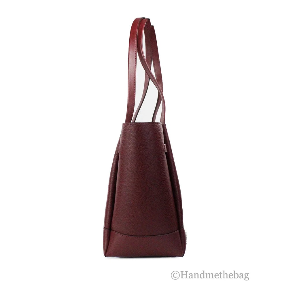 Shoulder Kors Tote Belted Cherry Michael Bag Purse Reed Leather Dark Large