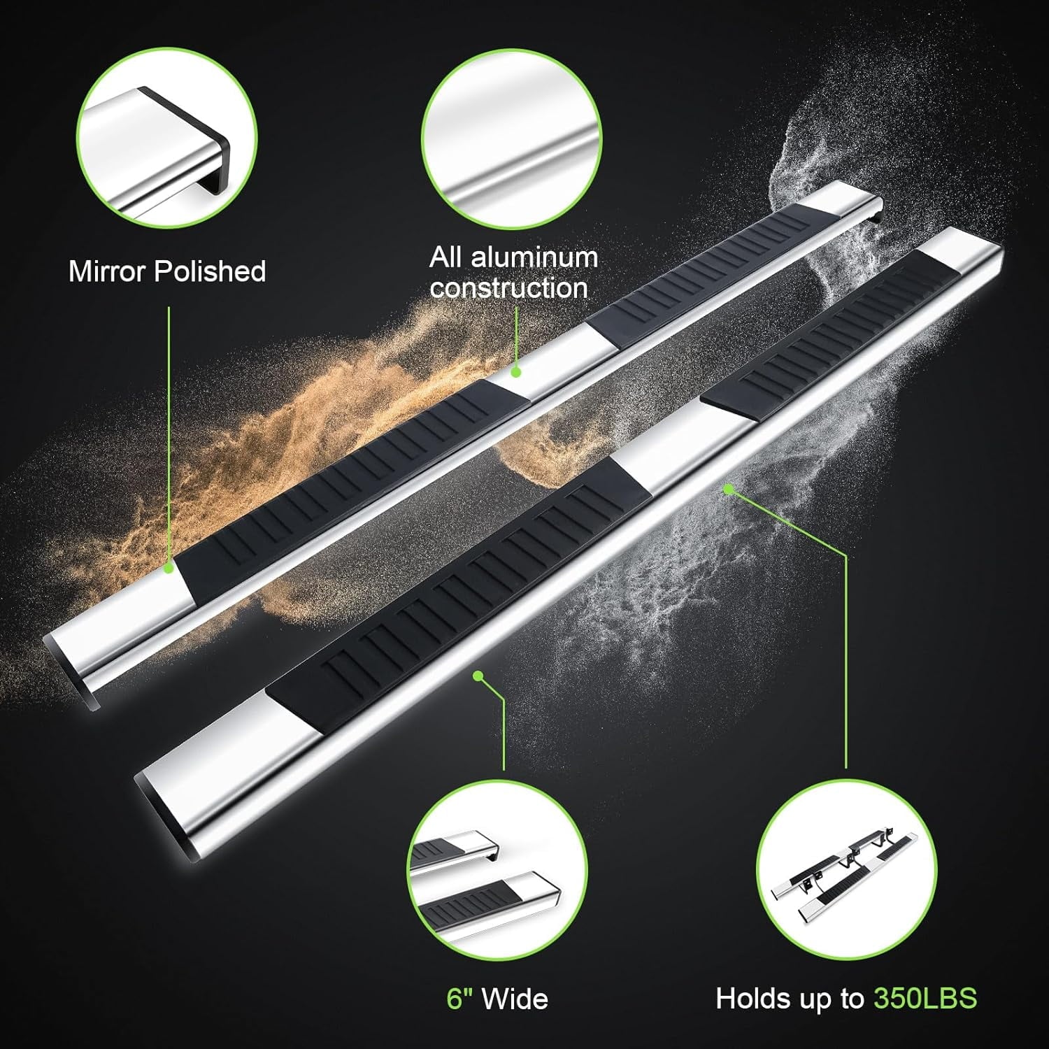 Polished Silverado/Gmc Aluminum Chrome Side 1500 Chevy 2019-2024 2020-2024 ONINE Fit & Silverado/Sierra Sierra Cab Custom bar Boards Nerf Crew Running 2500/3500 Step 6"