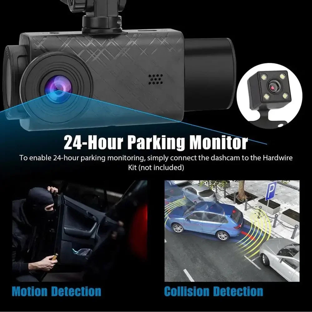 Camera Cameras Dash Recording Cam Auto Shinysix Camcorder Multi-Language Video Recorder Safety Rearview 2in Mirror Car Car Car Driving 3 Clear Recorder