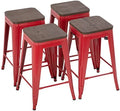 Stackable Metal Height Barstool Stools Backless Chairs 4 of (Red) Stool Inches Wood Patio 24 Stools Counter Kitchen Stool Indoor Outdoor Seat Metal Set NLTBONNIE