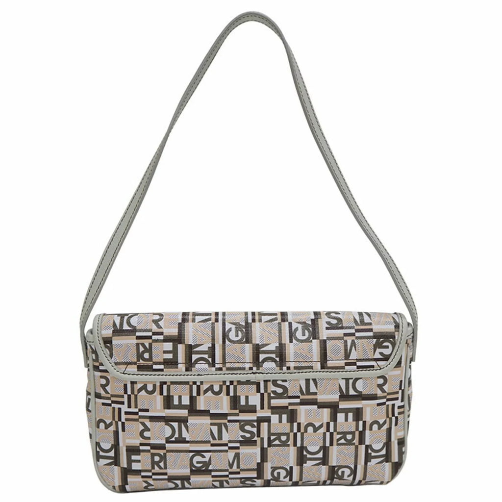 Shoulder Bag (Good) Beige Pre-Owned Salvatore Ferragamo PVC,Leather
