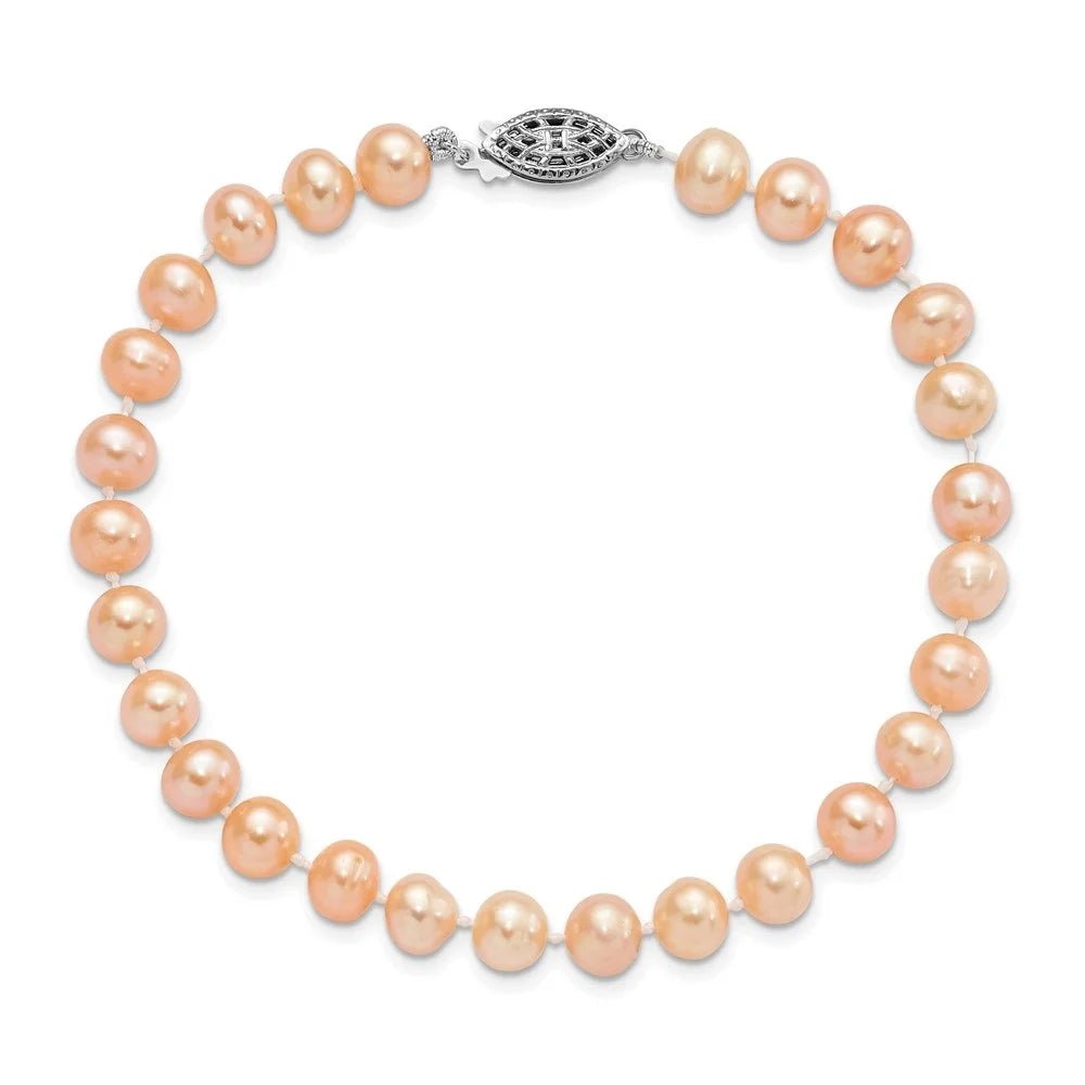 Bracelet 7.25inch 925 Auriga Pearl Sterling Silver Fwc 6-7mm Pink for Women