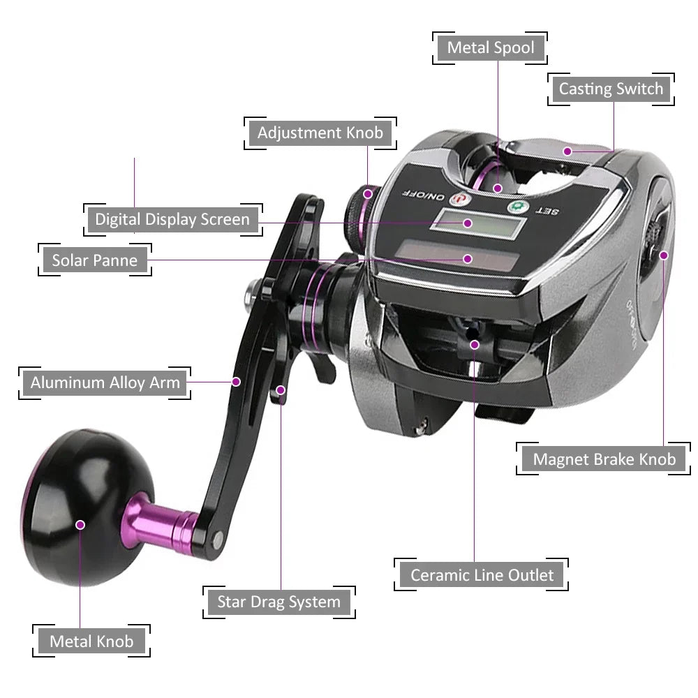 for Reel Charging Display System Speed Ratio with Baitcasting Sun Digital 8.0 1 High Fishing OWSOO