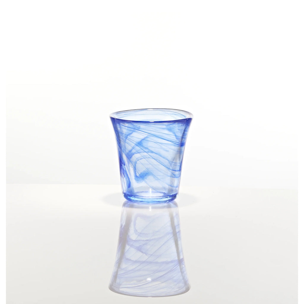 oz - Glass Blue thrown Rocks Style 2) 10 Euro Cloudy (set Hand Beverage and Unique Burns of thick
