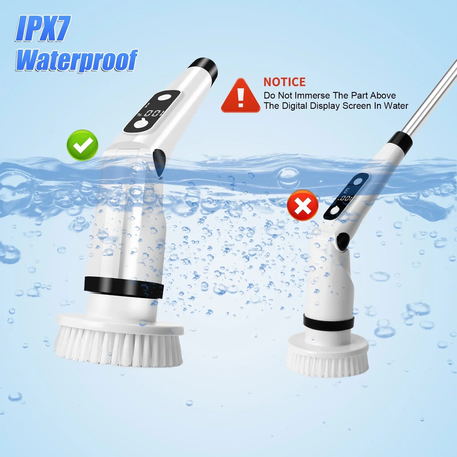 for Scrubber Floor Brush Scrubber, Heads,Shower Electric WLRETMCI Tub Car Long Cordless with Brush Brushes Spin 8 Cleaning Household Kitchen with Cleaning Bathroom Tile Handle