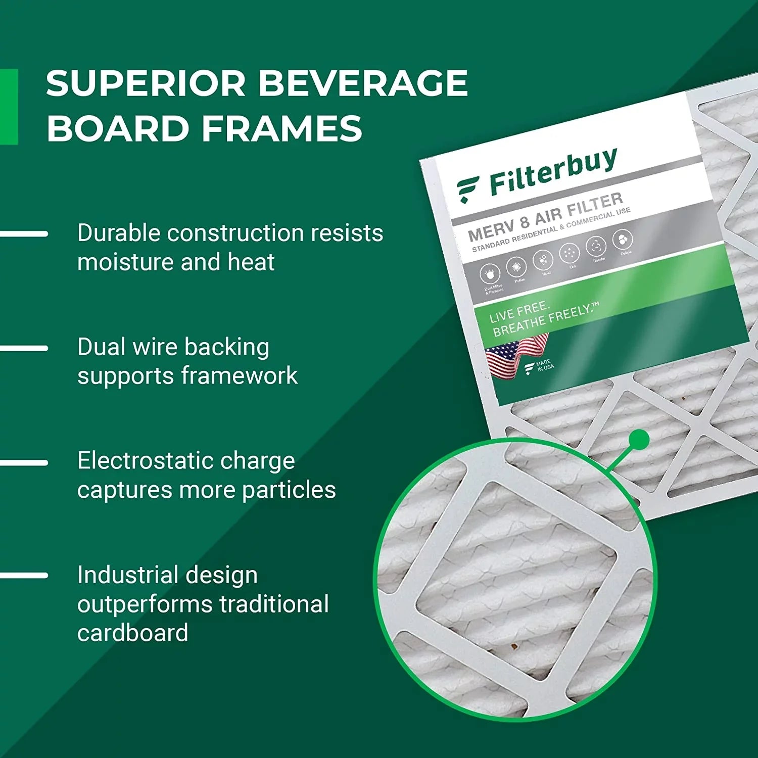 Filters Filterbuy Air AC (2-Pack) 16.25x21.25x1 HVAC MERV Furnace Pleated 8