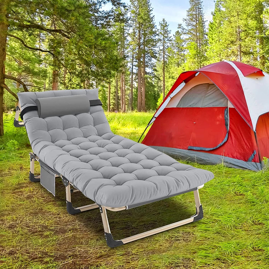 Chaise Chair,Camping Patio Garden Recliner Adjustable Mattress, Lounge Outdoor/Indoor ABORON Portable Pillow Folding and for 4-Fold with Beach Cot,